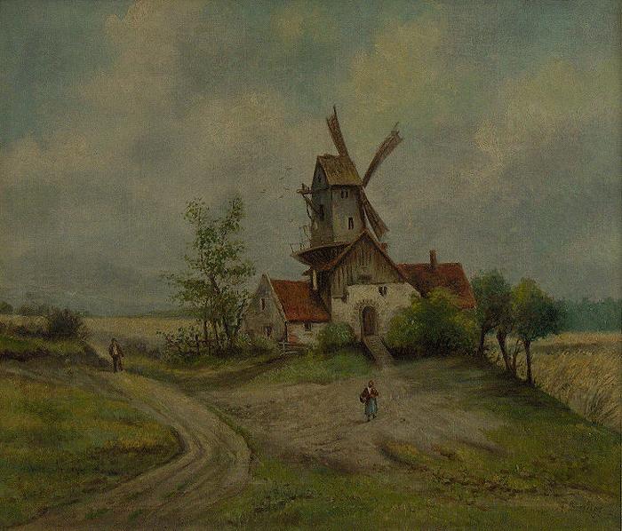 Caspar David Friedrich Landscape with mill oil painting image
